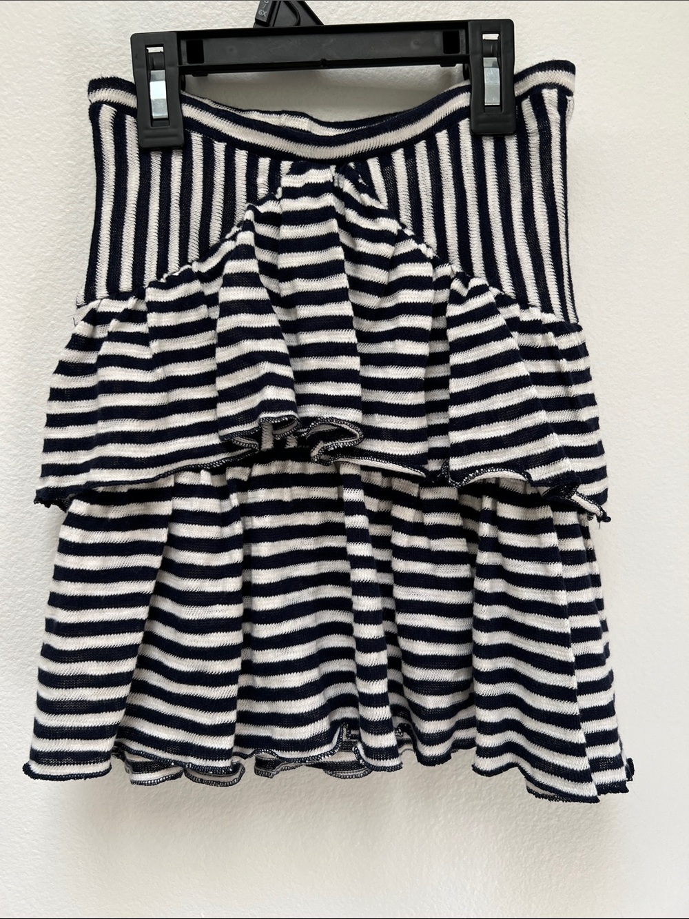 Zara Girls Navy & White Striped Knit Skirt